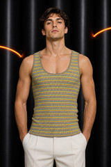 PIERRE CARDIN – 2007 Cotton Stripe Knit Tank, Size Medium