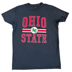 Retro Brand Ohio State Buckeyes Graphic TShirt Gray Large Buckeye Leaf Logo