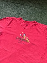 Life Is Good Shirt Mens 3XL Red Crusher Happy Hour Camping Dog Graphic Tee Flaw