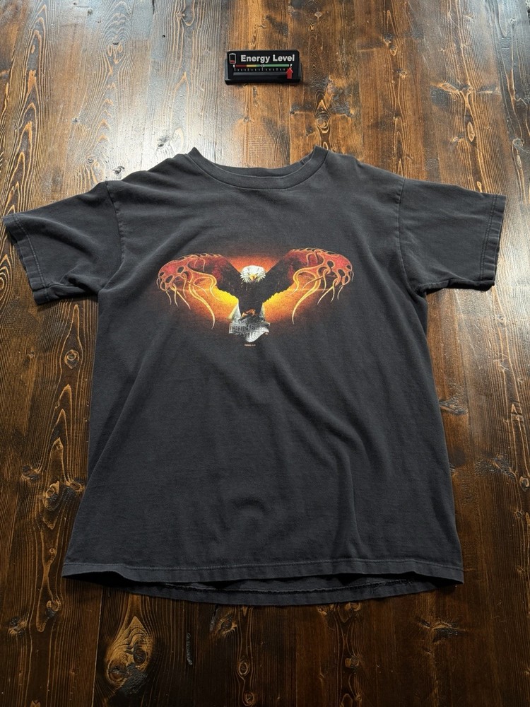 Vtg 2002 Harley Davidson T Shirt Large Pacific Honolulu HI Flaming Eagle Y2K