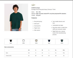 Awdis Ecologie Arrow Recycled Heavy Oversize T-Shirt Plain Oversized Fit Tee Top