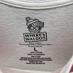 Where’s Waldo Mens T Shirt Large Striped Short Sleeve Cotton Camisa Casual