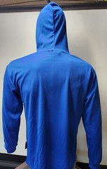 BLUE Long Sleeve Shirt With Hoodie, Polyester birdeye mesh fabric