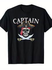 Men’s Pirate Skull & Nautical Sailing T-Shirt Crew Neck Short Sleeve Shirt