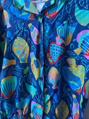Ken Done Vintage Novelty Print Button Up Fish Pop Art Oceancore Deep Sea – S