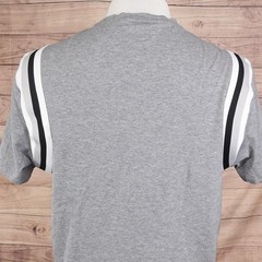 Murano Shirt Mens Large Gray Slim Fit Liquid Luxury Shoulder Stripe Short Sleeve