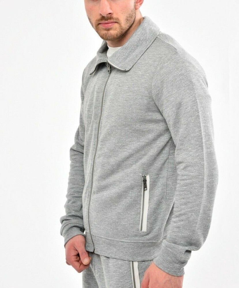 All Saints Mens Zip Thru Funnel Neck Designer Cardigan Sweatshirt Sweater Jacket