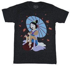 Mulan (Disney) Mens T-Shirt – Full Color Mulan Under Umbrella Image