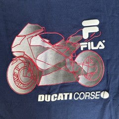 Vintage FILA Ducatti Course Puff Print Made in USA Navy T shirt Size M