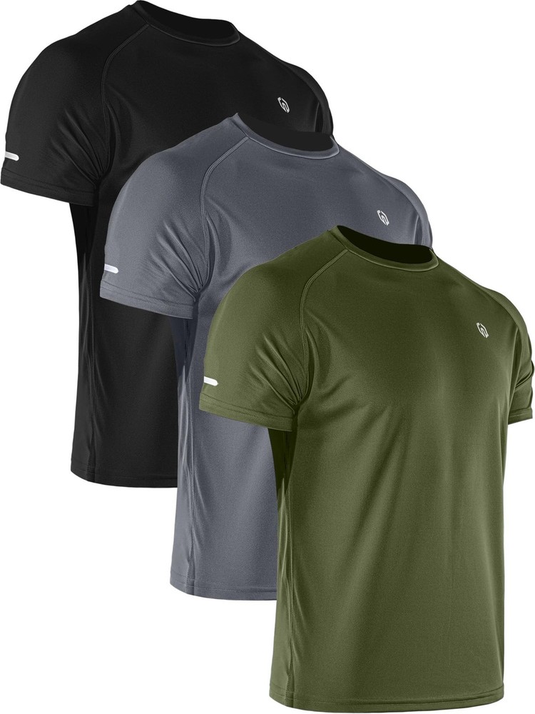 NELEUS Men’s 3 Pack Athletic Shirt Dry Fit Gym Workout Running Shirts Moistur…