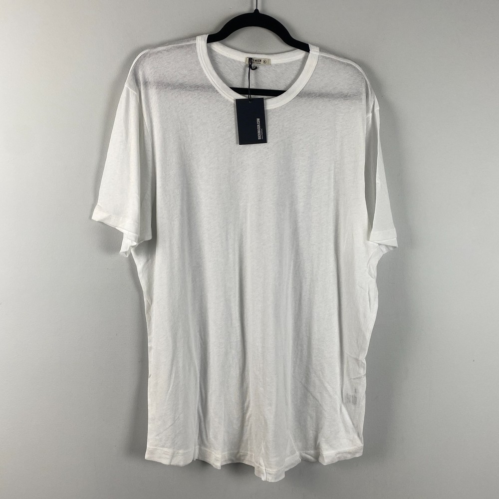 Buck Mason Costa Curved Hem T Shirt Mens XL White Short Sleeve Cotton Crew
