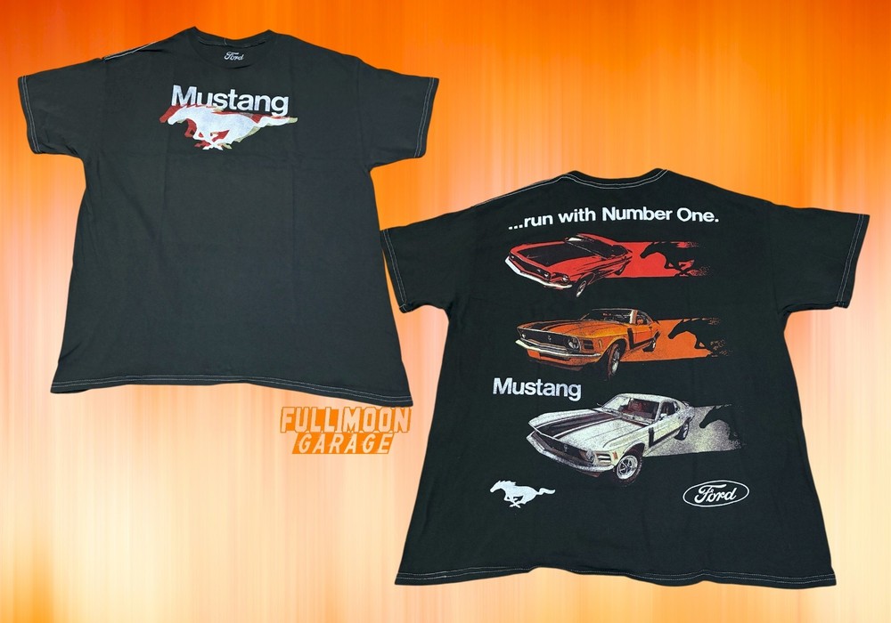 New Ford Mustang Run Number 1 Classic Car 2 Sided Mens Vintage Throwback T-Shirt