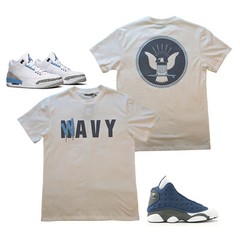 Tee to Match Air Jordan Retro 3 “UNC”, White, Small-3XL Wavy Seal Flint 13’s