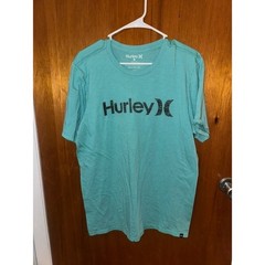 Hurley Mens Graphic T-Shirt Teal Blue Logo Short Sleeve Crewneck Size Large