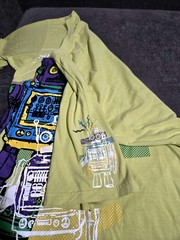 Y2K Request Brand T Shirt “robot” With Embroidered Lettering Yellow/green XL