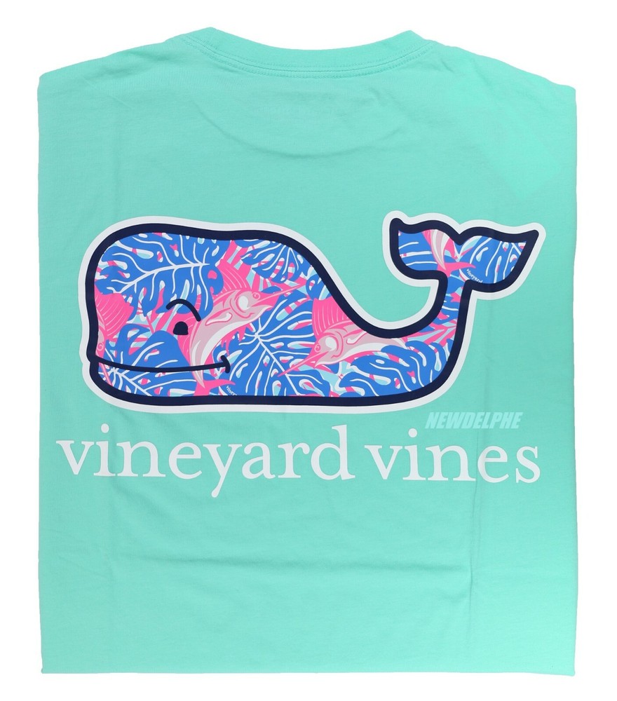NWT Vineyard Vines Men SS Whale Pocket Crew T-Shirt Tee “SENDFISH & LEAVES WHL”