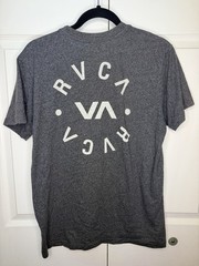 RVCA LIGI6 Men’s L Gray Logo Graphic Crew Neck Short Sleeve Jersey T-Shirt