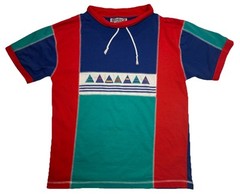 Vtg 80s 90s Bonjour Colorblock Drawstring Tee Shirt Sailboats Beach Sz M Yacht