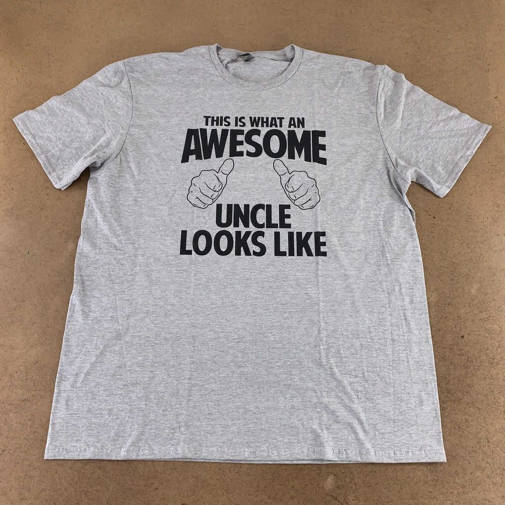 Gildan Soft Style Men’s Size XL Gray Awesome Uncle Funny Graphic T-Shirt New