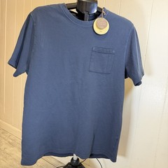 Common People Men Shirt Medium Pull Over blue popcorn texture Chest Pocket New