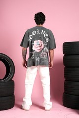 Darc Sport x Von Dutch NFGU Premium Oversized Tee Wolf Gray Pink Rose Medium
