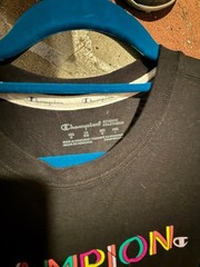 Champion Authentic Athleticwear Black Logo Graphic Crewneck Tee Short Sleeve m