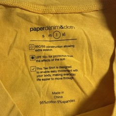 Paper Denim & Cloth L Men’s UPF 50+ Sun Protection Yellow VNeck T-Shirt Large