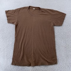 Vintage Brown V-Neck Shirt Mens XS 100% Combed Cotton Tee T-Shirt Blank