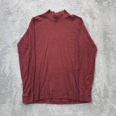 Eddie Bauer Shirt Mens Large Tall Red Cotton Mock Neck Casual Straight Hem