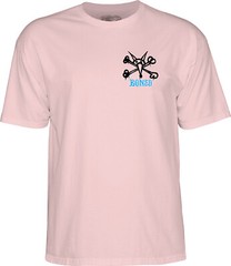 Powell Peralta RAT BONES Skateboard T Shirt LIGHT PINK w/BLUE Bones Logo