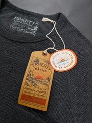 Faherty Men’s Long Sleeve Cloud Waffle Crew Top Size XL 2XL Charcoal Heather
