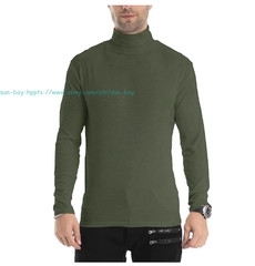 Men Lightweight Long Sleeve Knitted Pullover Tops Turtleneck base layer T-Shirts