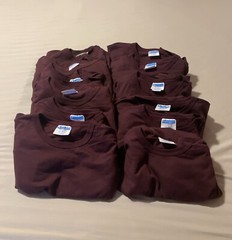 VTG Champion Maroon Plum Heavy Weight Cotton TShirt EXTRA LARGE Unisex Lot Of 12