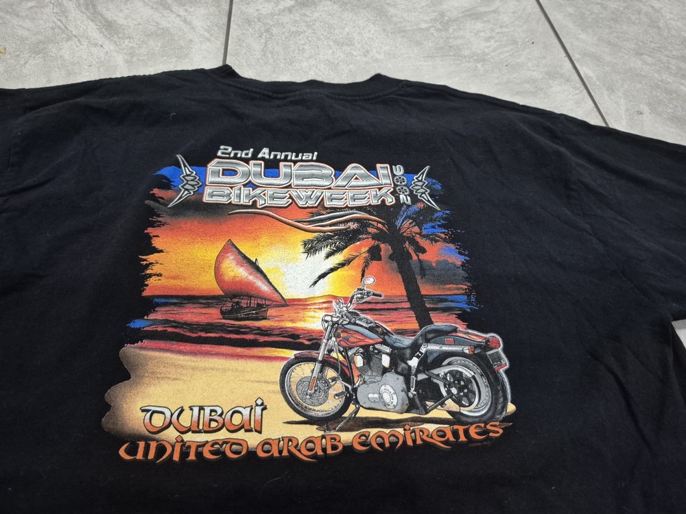 Men’s Harley Davidson T-Shirt 2XL 2 Sided Dubai UAE Rare Preowned