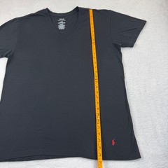 Polo Ralph Lauren V-Neck T-Shirt Mens L Black Red Pony Logo Classic Fit Cotton