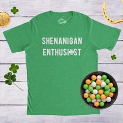 Mens Shenanigan Enthusiast T Shirt Funny St Patricks Day Party Novelty Tee
