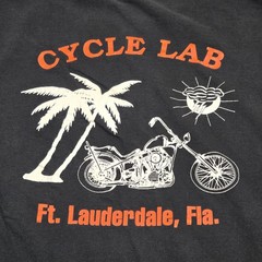 vtg 3D Emblem Shirt 2X Cycle Lab Ft. Lauderdale FL Biker Pin-Up Shirt Ass USA HD