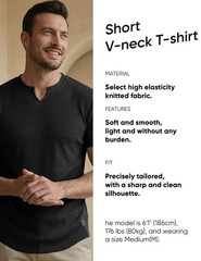 Men’s Muscle Slim Fit T-Shirt V Neck Hipster Longline Black Henley Shirt Shor…