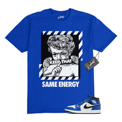 1 Mid Game Royal Blue White Black 2024 T Shirt to Match ENERGY