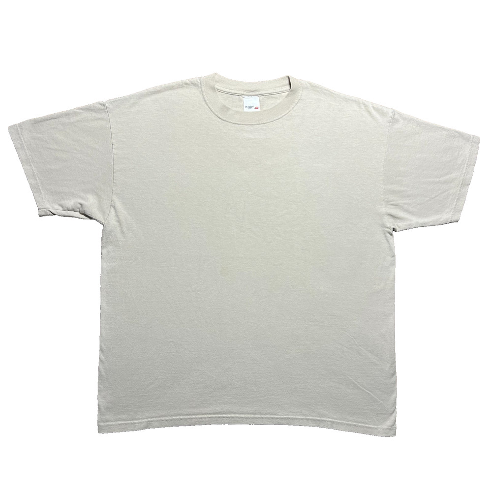 Vintage Y2K Blank T Shirt Mens XL Beige Cotton Basic Minimal Tee Anvil Tag