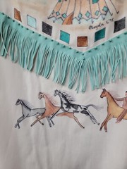 GIORGIO PATRINO Select BROADCLOTH TRIBAL INDIAN RARE GRAPHIC SHIRT XL/4-5 #C