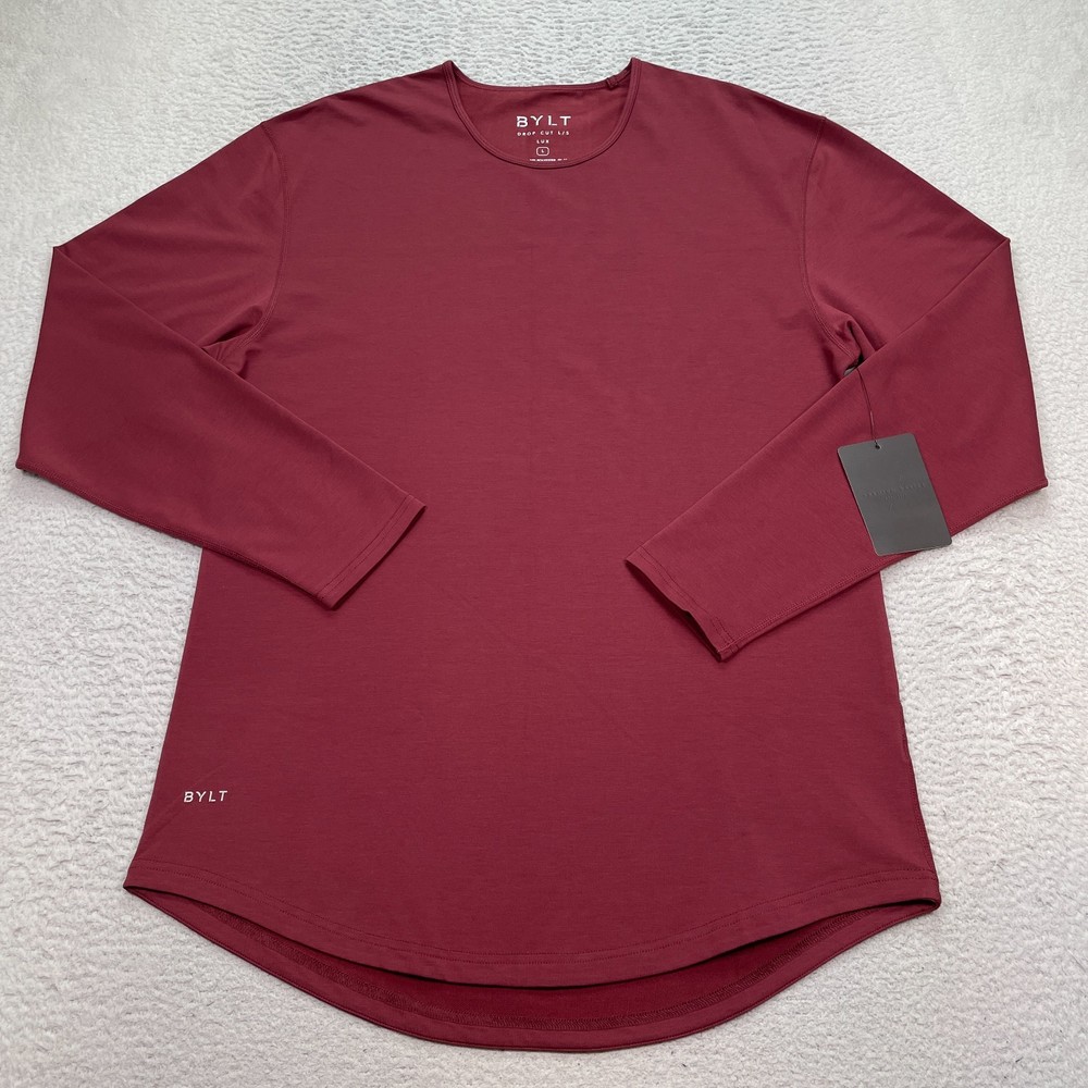 BYLT Drop Cut LUX Long Sleeve Stretch Red Shirt Men’s Large NWT