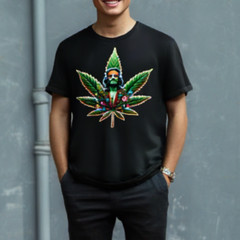 Poly-Cotton Blend Custon T-Shirt 420 weed Black XS/S/M/L/XL