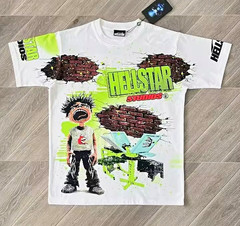 Hellstar Men’s L White/Green Graphic Print Crew Neck Short Sleeve Tee