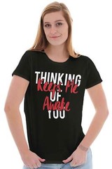 Thinking Of You Keeps Me Awake Couple Dating Womens Short Sleeve Ladies T Shirt