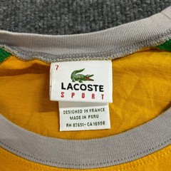 Lacoste Shirt Mens Size 7 Yellow Green Raglan Long Sleeve Cotton Sport Casual