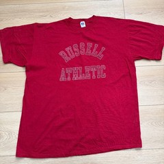 Vintage 90s Russell Athletic Spellout T-Shirt Red XXL Made in USA Single Stitch