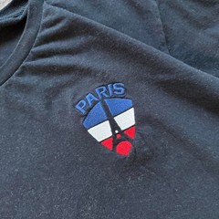 Air de Paris Collection Graphic Tee, Black, Size L — Eiffel Tower Embroidered