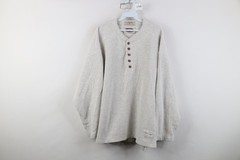 Vtg 90s Streetwear Mens Medium Baggy Heavyweight Ribbed Knit Henley T-Shirt USA