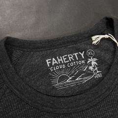 Faherty Men’s Long Sleeve Cloud Waffle Crew Top Size XL 2XL Charcoal Heather